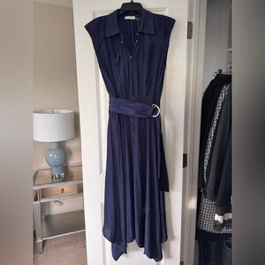 Ramy Brook Navy Ivy Sleeveless Asymmetric Hem Shirtdress Size Medium